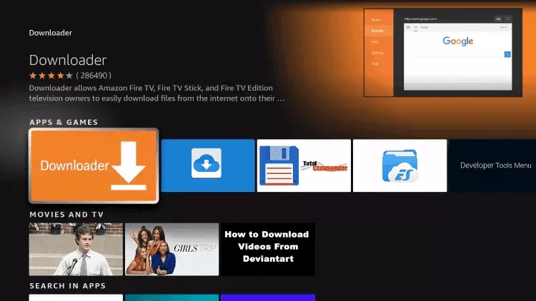 Selecting Downloader App