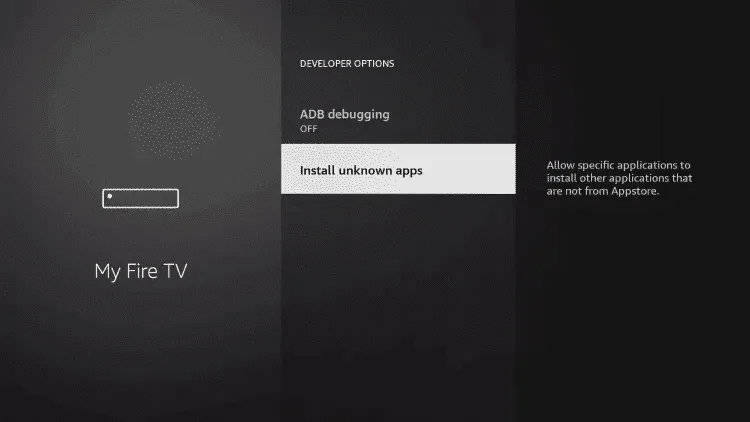 Selecting Install unknown apps