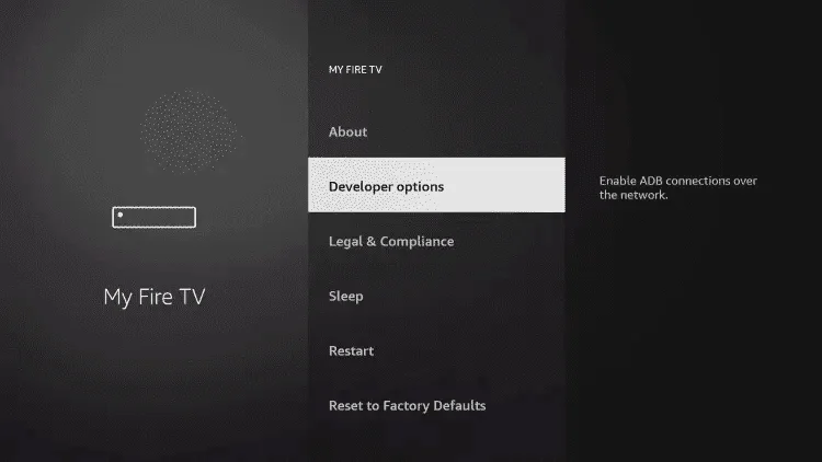 Selecting Developer Options